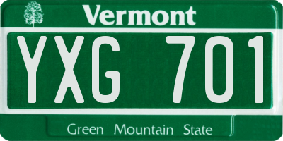 VT license plate YXG701