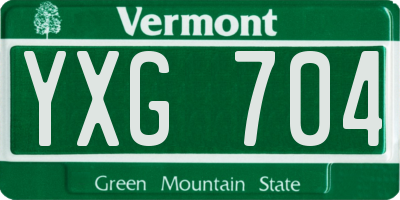 VT license plate YXG704