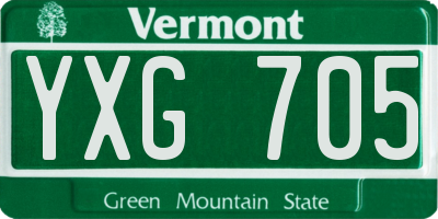 VT license plate YXG705