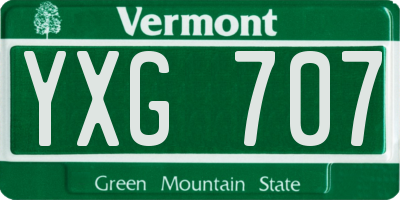 VT license plate YXG707