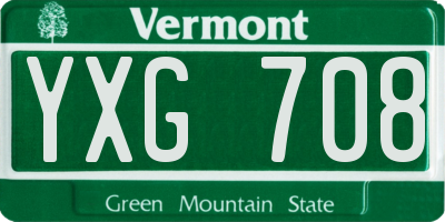 VT license plate YXG708