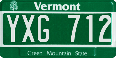 VT license plate YXG712