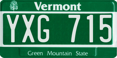 VT license plate YXG715
