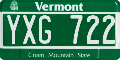 VT license plate YXG722