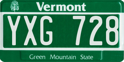 VT license plate YXG728