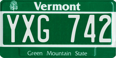 VT license plate YXG742