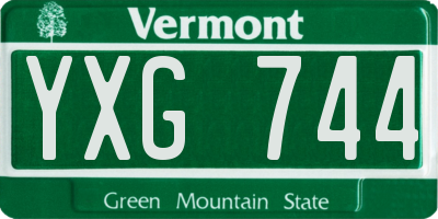VT license plate YXG744