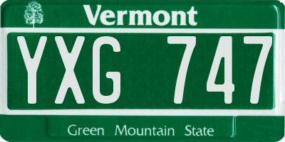 VT license plate YXG747