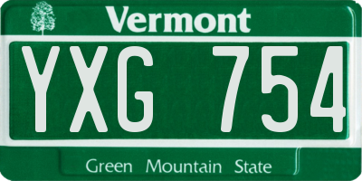 VT license plate YXG754