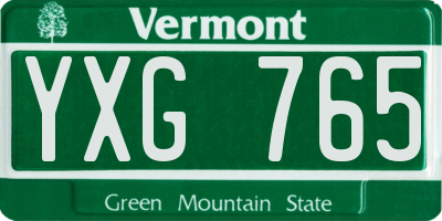 VT license plate YXG765