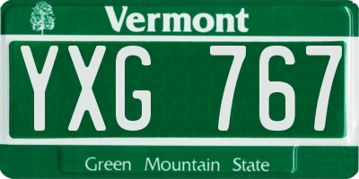 VT license plate YXG767