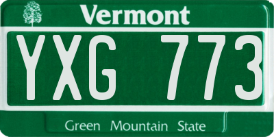 VT license plate YXG773