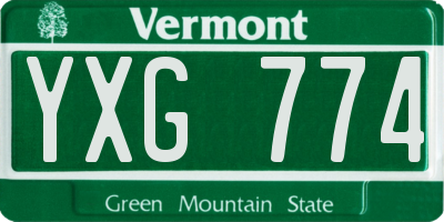 VT license plate YXG774