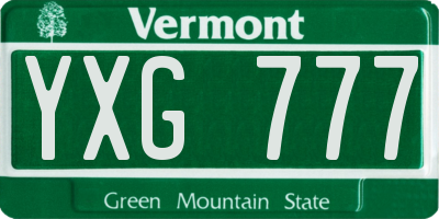 VT license plate YXG777