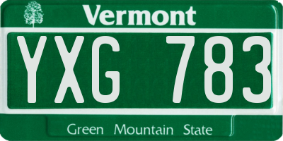 VT license plate YXG783