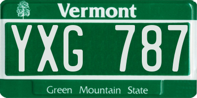 VT license plate YXG787