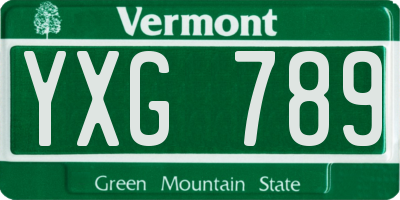 VT license plate YXG789
