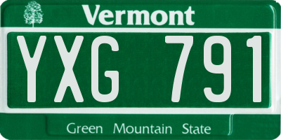 VT license plate YXG791