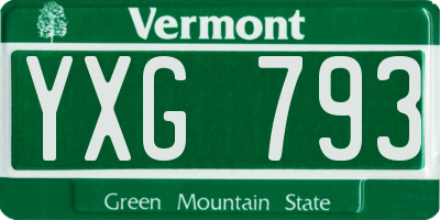 VT license plate YXG793