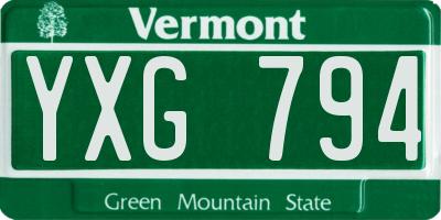 VT license plate YXG794