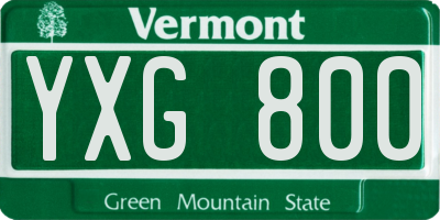 VT license plate YXG800
