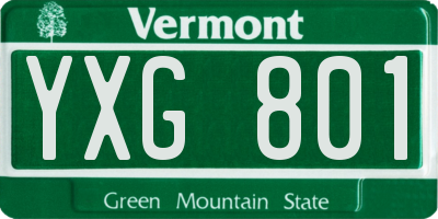 VT license plate YXG801