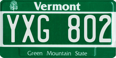VT license plate YXG802