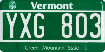 VT license plate YXG803