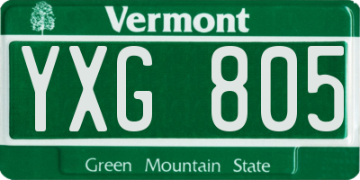VT license plate YXG805
