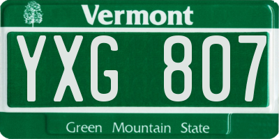 VT license plate YXG807