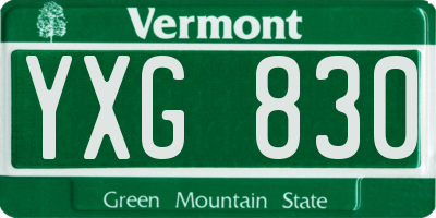 VT license plate YXG830