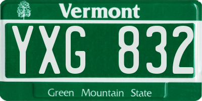 VT license plate YXG832