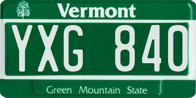 VT license plate YXG840