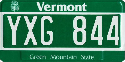VT license plate YXG844