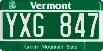 VT license plate YXG847