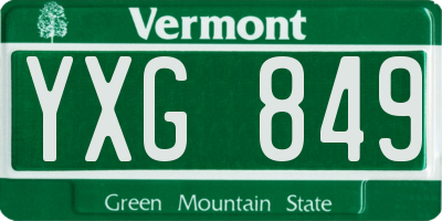 VT license plate YXG849