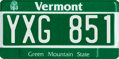 VT license plate YXG851