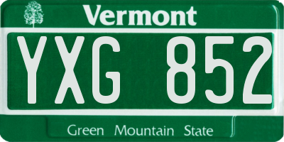 VT license plate YXG852