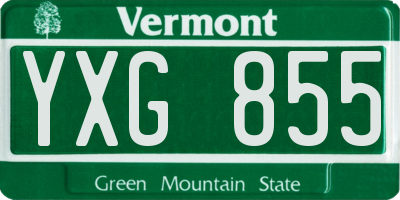 VT license plate YXG855