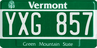 VT license plate YXG857
