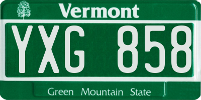 VT license plate YXG858