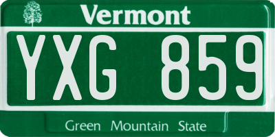 VT license plate YXG859