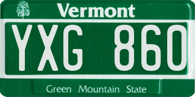VT license plate YXG860