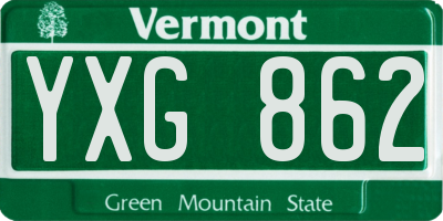 VT license plate YXG862