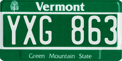 VT license plate YXG863