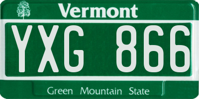 VT license plate YXG866