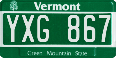 VT license plate YXG867