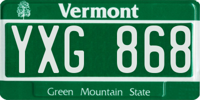 VT license plate YXG868