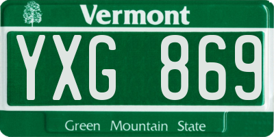 VT license plate YXG869