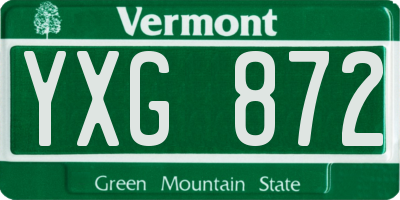 VT license plate YXG872